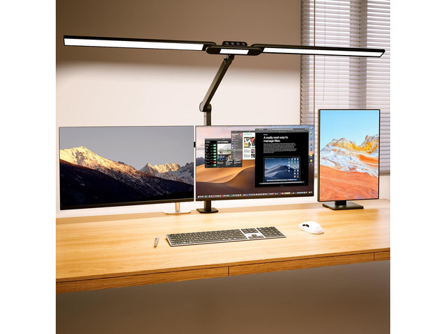LED Architect Desk Lamp with Clamp - 24W Ultra Bright Adjustable Swing Arm Light for Home Office, 3000 Lumen Auto Dimming Computer Lamp with...