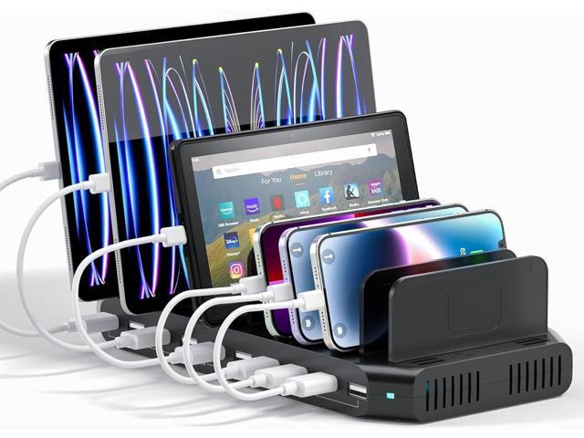 Alxum 60W 10 Port USB Charging Station Multiple Charger Station, USB Organizer Stand for iPad, iPhone Xs Max, X, 8 Plus, Samsung Galaxy, Google...