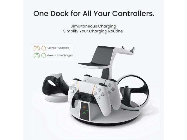 KIWI design D2 3-in-1 Controller Charging Station for PSVR2 and PS5 with VR Display Stand and LED-Charging Indicator