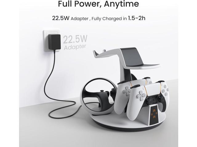 KIWI design D2 3-in-1 Controller Charging Station for PSVR2 and PS5 with VR Display Stand and LED-Charging Indicator