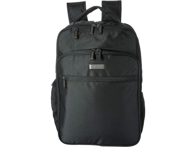 Kenneth Cole Reaction Brooklyn Commuter Backpack Slim 16' Laptop Computer & Tablet Anti-Theft RFID Business, Work,, & Travel Bookbag, Black Polyester