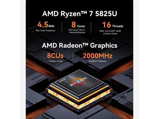 Beelink EQR5 Mini PC,AMD Ryzen 7 5825U (up to 4.5GHz),16GB DDR4 RAM 500GB NVMe PCIE 3.0x4 SSD,AMD Radeon 2000 MHz,Support 4K Dual Display,Dual...