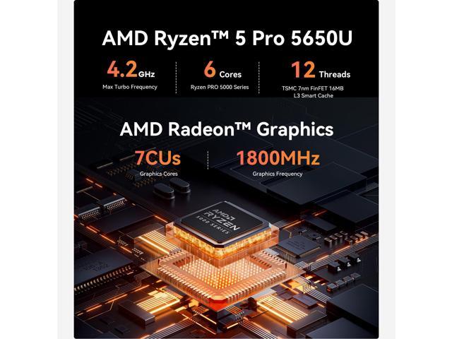 Beelink EQR5 Mini PC,AMD Ryzen 5 5650U (up to 4.2GHz),16GB DDR4 RAM 500GB NVMe PCIE 3.0x4 SSD,AMD Radeon 1800MHz,Support 4K Dual Display,Dual 1000M...