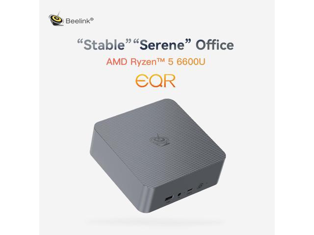 Beelink EQR6 Mini PC, AMD Ryzen 5 6600U(up to 4.5GHz),24G LPDDR5,RAM 1T NVME SSD,Dual 1000Mbps Ethernet LAN,Dual HDMI,WiFi6,Bluetooth5.2