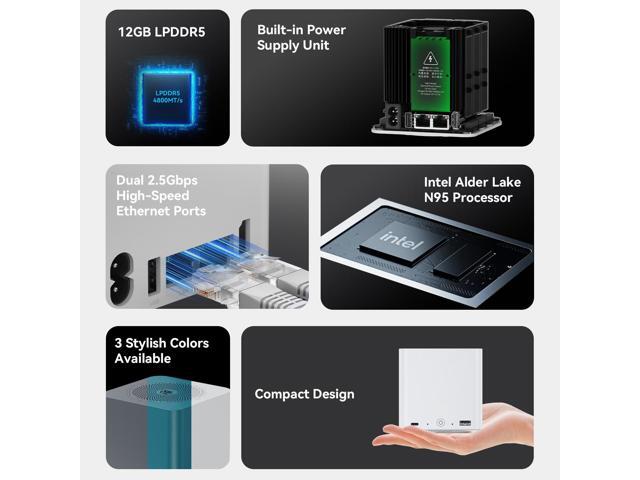 Beelink ME Mini, Mini PC NAS, Intel N95 CPU, 12GB LPDDR5, 1TB M.2 PCIe3.0 SSD Slots(MAX 24TB), Dual 2.5G LAN/WiFi6/BT5.2/USB3.2/HDMI/W11 Home