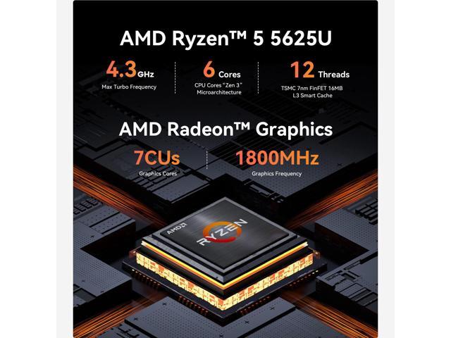Beelink EQR5 Mini PC, AMD Ryzen 5 5625U(7nm, 6C/12T) up to 4.3GHz, Mini Computer 16GB DDR4 RAM 500GB PCIe3.0 SSD, Micro PC 4K@60Hz Dual HDMI...