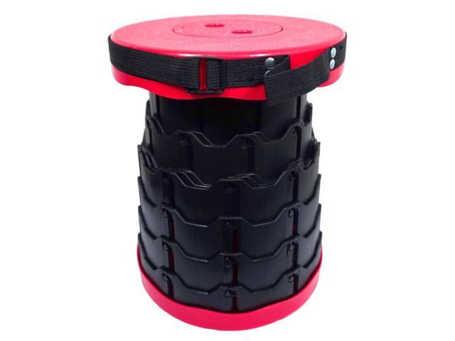 BAKOD Retractable Folding Camping Stool, Portable Telescopic Stool Chair Lightweight Collapsible Stool for Camping, Fishing, Hiking, BBQ RED