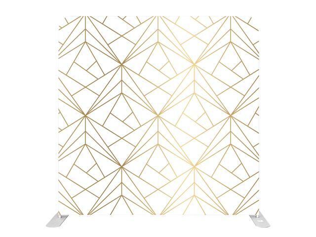 Bakod Golden Geometric Elegance on White Pillow-case Cover Tension Fabric Display Backdrop 8ftx8ft