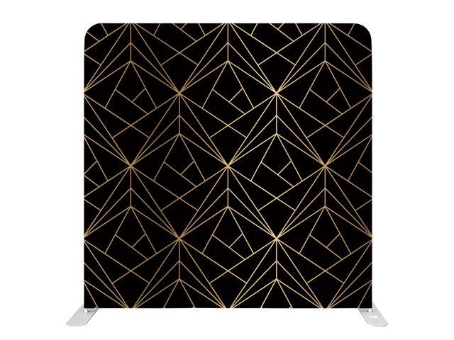 Bakod Golden Geometric Elegance on Black Pillow-case Cover Tension Fabric Display Backdrop w/ 8ftx8ft Frame