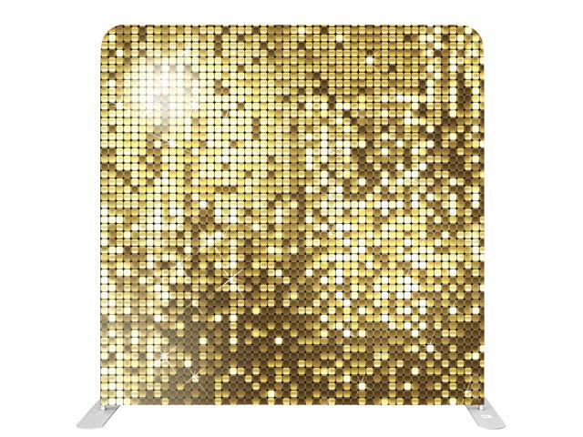 Bakod Sparkling Gold Pillow-case Cover Tension Fabric Display Backdrop w/ 8ftx8ft Frame
