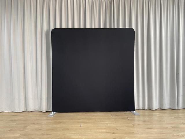Bakod Plain Black Pillow-case Cover Tension Fabric Display Backdrop w/ 8ftx8ft Frame