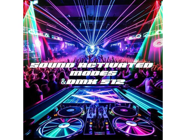 BAKOD 12 Beam LED Rave Light Sound Activated Party Stage Lighting with Strobe & Moving Beams DJ Disco Stage Light for Parties, Events, Clubs