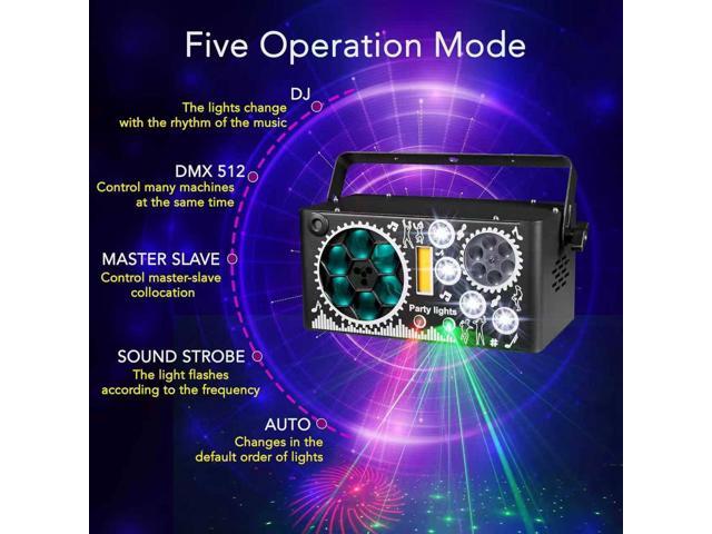 BAKOD 7-in-1 World Window Party Light LED + Laser + GOBO DJ Light with Sound & DMX Control for DJ, Disco, Party, Club, Bar, Parties