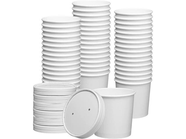 12oz White Paper Food Containers with Vented Lids, To Go Hot Soup Bowls, Disposable Ice Cream Cups - Carton of 250 Counts.