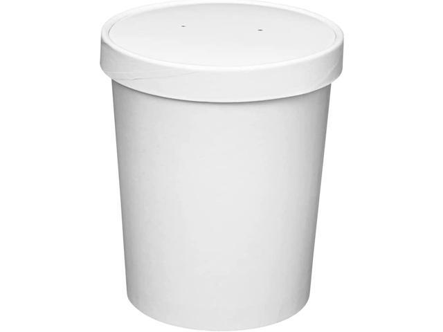 12oz White Paper Food Containers with Vented Lids, To Go Hot Soup Bowls, Disposable Ice Cream Cups - Carton of 250 Counts.
