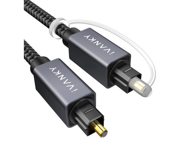 iVANKY 6 Foot 1.8 Meter Grey S/PDIF Toslink Digital Optical Fiber Audio Cable Braided Gold-Plated Plugs CL3 In-Wall Rated for Television Soundbar...