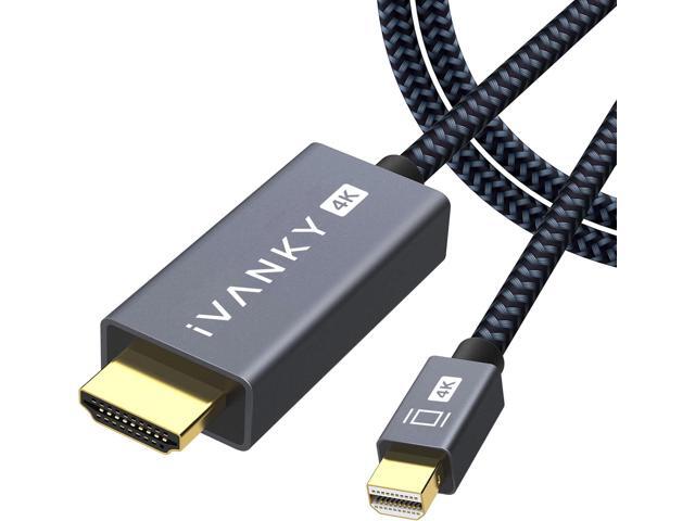 iVANKY 10 Foot Mini DisplayPort Mini DP to HDMI 4K@30Hz Cable Braided Aluminum Shell Thunderbolt 1/2 Compatible Cord for MacBook Pro Air Surface...