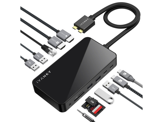 iVANKY FusionDock 1 Docking Station with 150W Power Adapter, 12-in-2 Dual 4K@60Hz Monitor Dock for MacBook M1/M2/M3 Pro/Max Display Dock