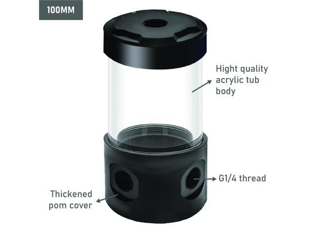 Dracaena 100mm G1/4 Holes, 50-55mm OD Cooling Acrylic Ball Water Reservoir, Water Tank with Metal Cover, Multi outlets for Computer Water Cooling...