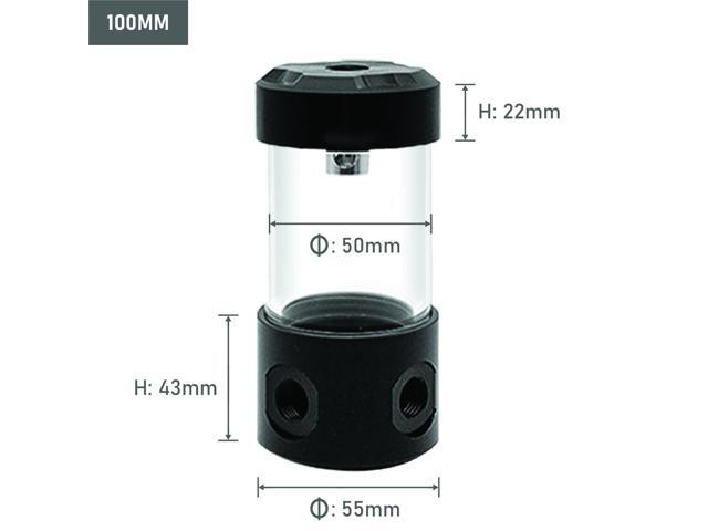 Dracaena 100mm G1/4 Holes, 50-55mm OD Cooling Acrylic Ball Water Reservoir, Water Tank with Metal Cover, Multi outlets for Computer Water Cooling...