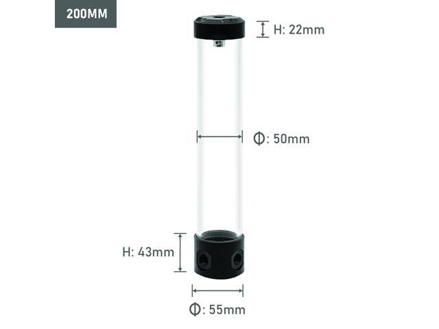 Dracaena. io 200mm G1/4 Holes, 55mm OD Cooling Acrylic Ball Water Reservoir, Water Tank with Metal Cover, Multi outlets for Computer Cooling System