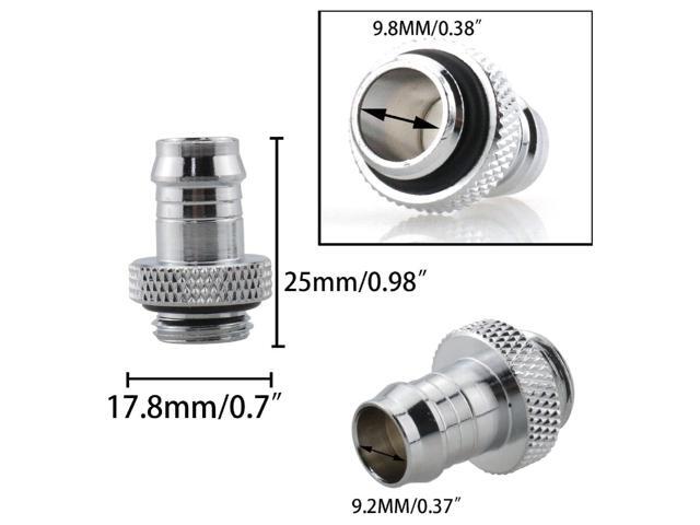 dracaena. io 6 Pack of G1/4' thread to 3/8' Barb Fitting for Soft Tubing, PC Water Cooling System Soft Tube Connectors, Silver