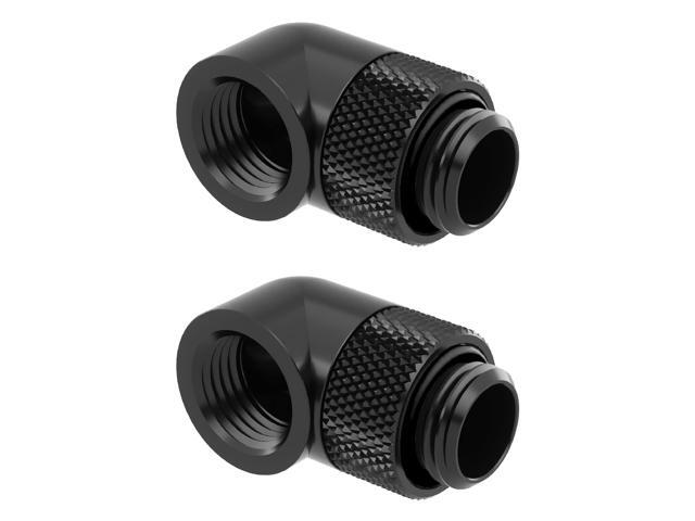 dracaena. io 2 pack G1/4' thread Male to Female Extender Fitting, 90° Rotary Fitting Adapter Connector for Computer Water Cooling System, Black