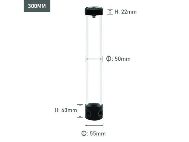 Dracaena. io 300mm G1/4 Holes, 55mm OD Cooling Acrylic Ball Water Reservoir, Water Tank with Metal Cover, Multi outlets for Computer Cooling System