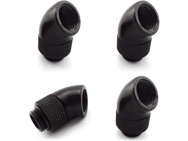 dracaena. io 12 pack G1/4' thread Male to Female Extender Fitting, 45° Rotary Fitting Adapter Connector for Computer Water Cooling System, Black