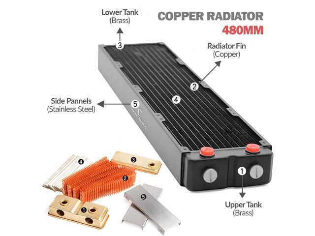 Dracaena. io 480mm - 45mm/1.77 inch Thick Computer Radiator, 12 Tubes Copper Water Cooling Cooler for CPU Heat Sink - Liquid Heat Exchanger Dual...