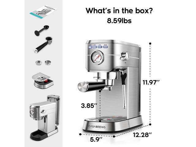 Casabrews 20 Bar Espresso Machine Coffee Maker W/ Powerful Steam Wand Stainless Steel, Silver
