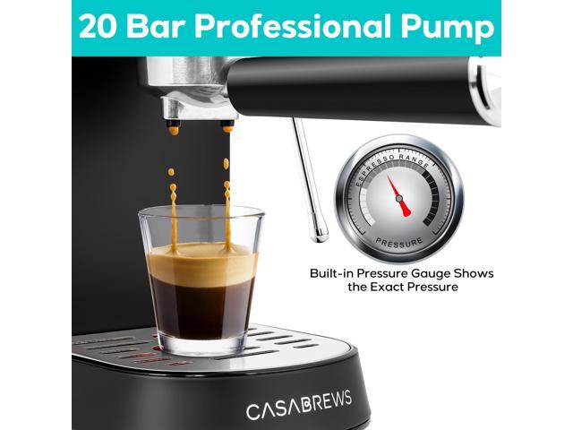Casabrews 20 Bar Espresso Machine W/ Steam Wand, Professional Cappuccino Machine, Stainless Steel, Black