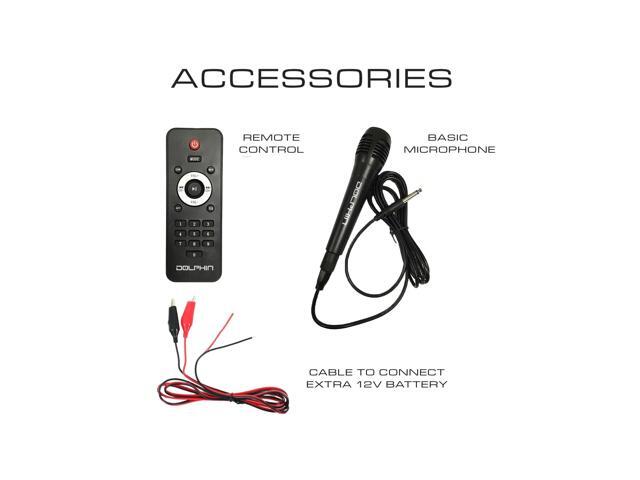 Dolphin SP-212RBT Portable Bluetooth Party Speaker with Lights and PA System with Expandable Battery