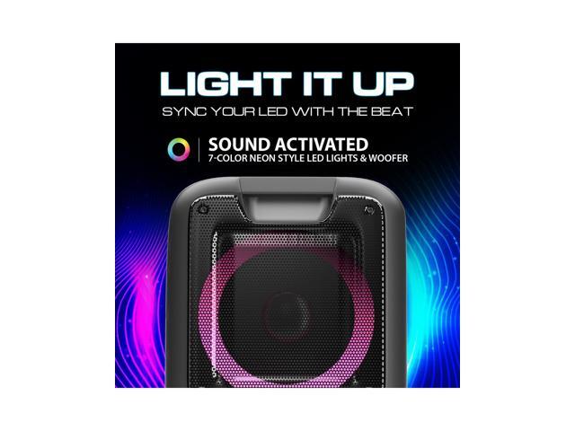 Dolphin SP-2100RBT Portable Bluetooth Speaker on Wheels with Sound Activated Light Show