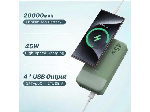 20000mAh Portable Power Bank 45W PD Charging External Battery Charger For Phone