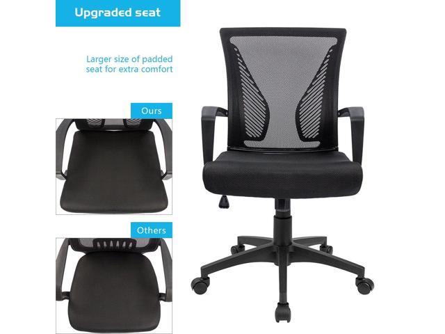 Furmax Office Chair Ergonomic Computer Desk Mesh Chair Mid Back Swivel Lumbar Support with Armrest (1, Black)