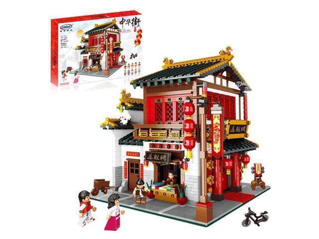 TOPACC Chinese Style The Chinese Silk and Satin Store Set Building Blocks Bricks DIY Toys Model 2787Pcs - Chili Red