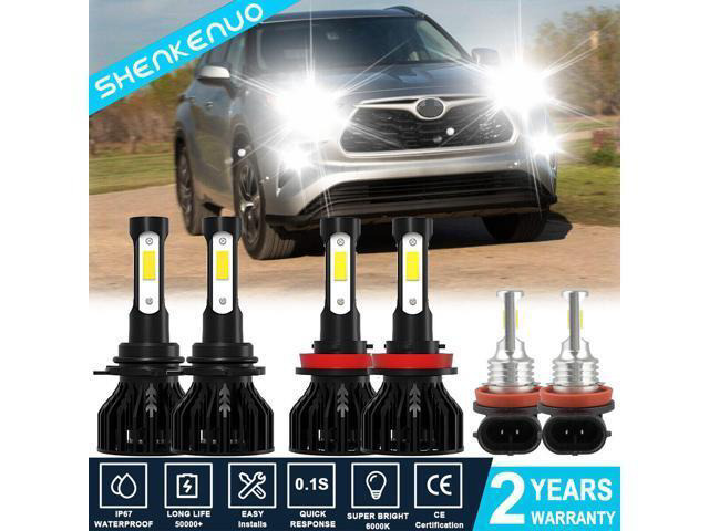 For Toyota Highlander 2011-2019 - 6x Combo LED Headlight HiLo + Fog Light Bulbs