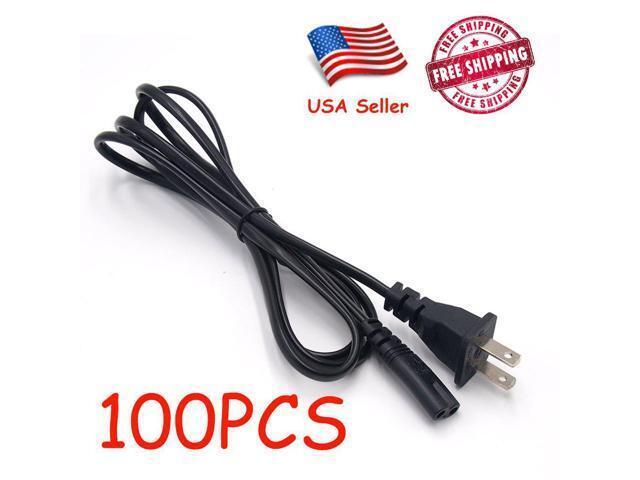 100 Pack New US 2 Prong 2-Pin AC Power Cord Cable Charge Adapter PC Laptop PS3