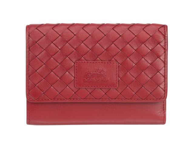Mancini Women's Basket Weave RFID Secure Medium Clutch Wallet