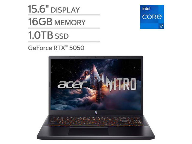 Acer Nitro V 15 Gaming Laptop 15.6' FHD 165Hz, Intel Core i7-13620H, RTX 5050 8GB, 16GB DDR4, 1TB PCIe Gen 4 SSD, Windows 11 Home