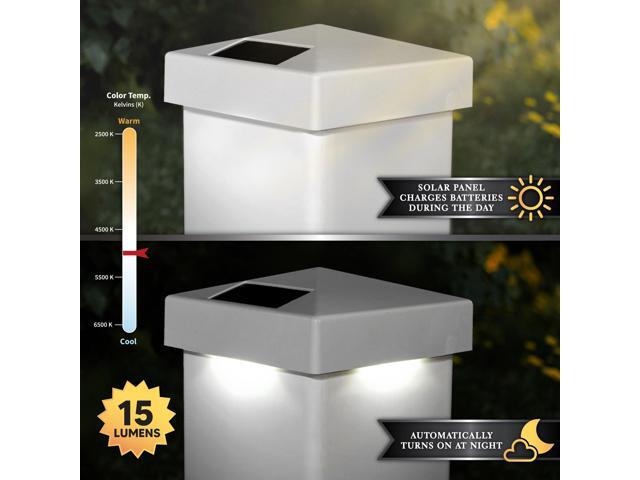 Classy Caps 5X5 White PVC Pyramid Solar Post Cap - 2 Pack