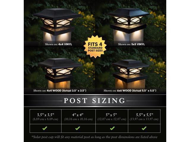 Classy Caps Kingsbridge Black Dual Lighted Solar Post Cap - 2 Pack