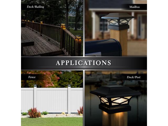 Classy Caps Kingsbridge Black Dual Lighted Solar Post Cap - 2 Pack