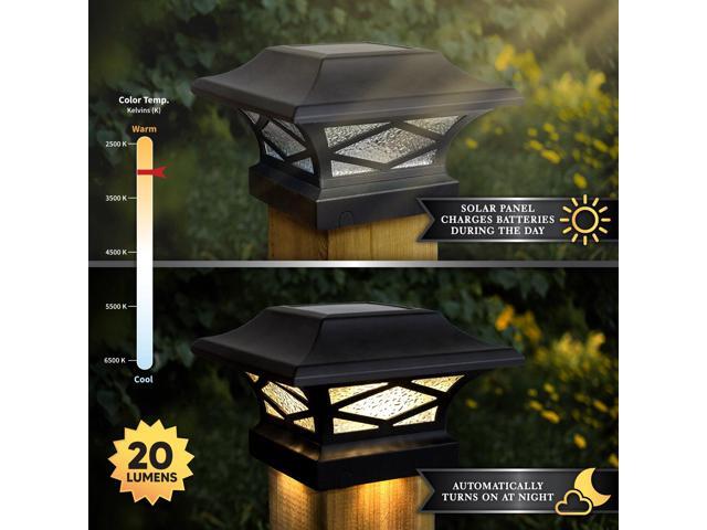 Classy Caps Kingsbridge Black Dual Lighted Solar Post Cap - 2 Pack