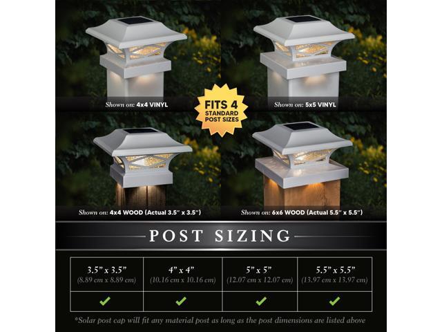 Classy Caps Kingsbridge White Dual Lighted Solar Post Cap - 2 Pack