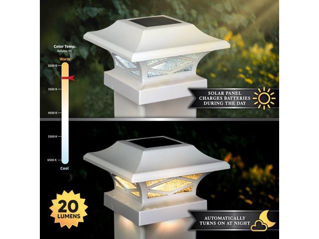 Classy Caps Kingsbridge White Dual Lighted Solar Post Cap - 2 Pack