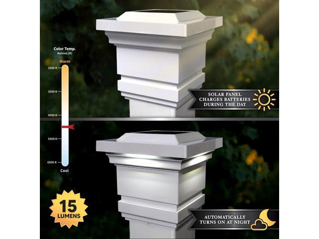 Classy Caps 4X4 White PVC Classy Solar Post Cap - 2 Pack