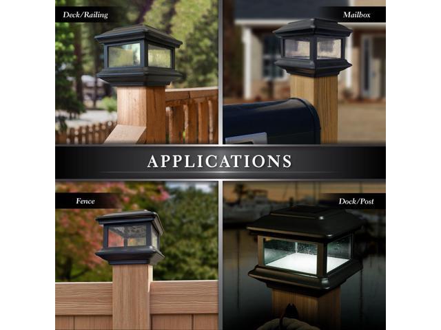 Classy Caps 4X4 Black Aluminum Colonial Solar Post Cap - 2 Pack