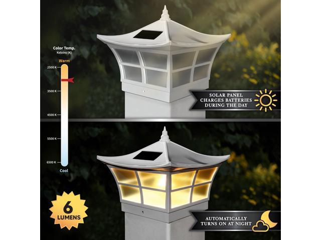 Classy Caps 5X5 White PVC Ambience Solar Post Cap - 2 Pack